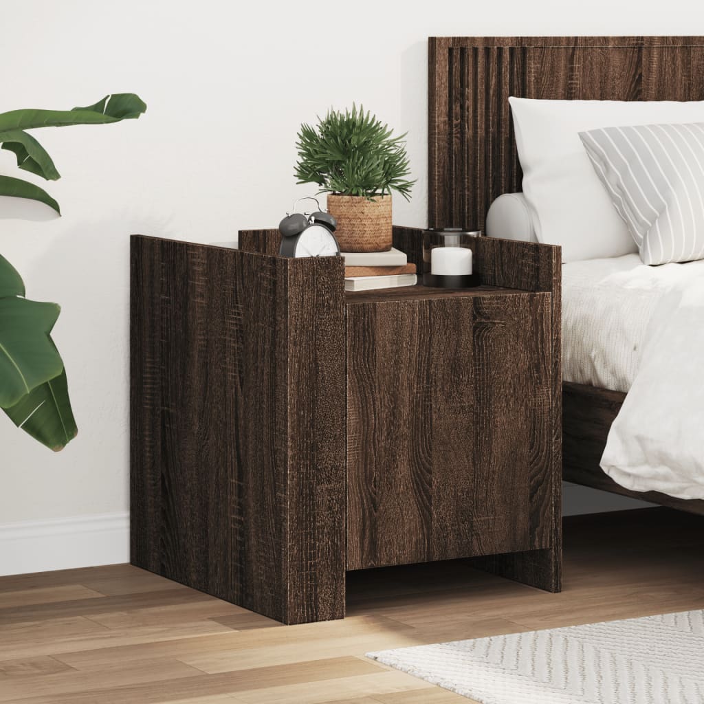 vidaXL Mesita de noche madera de ingeniería roble marrón 45x50x50 cm