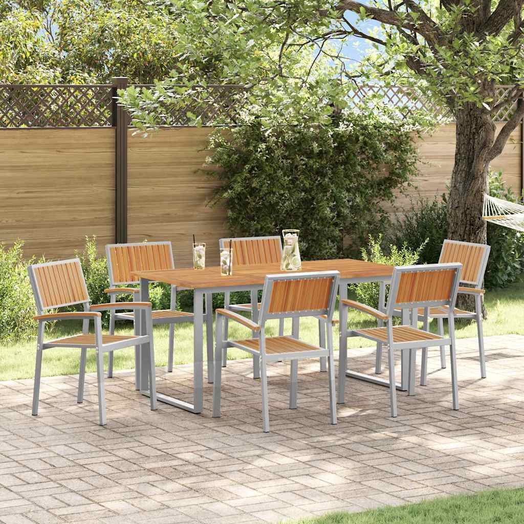 vidaXL Conjunto de Comedor de Jardín 7 uds. Gris