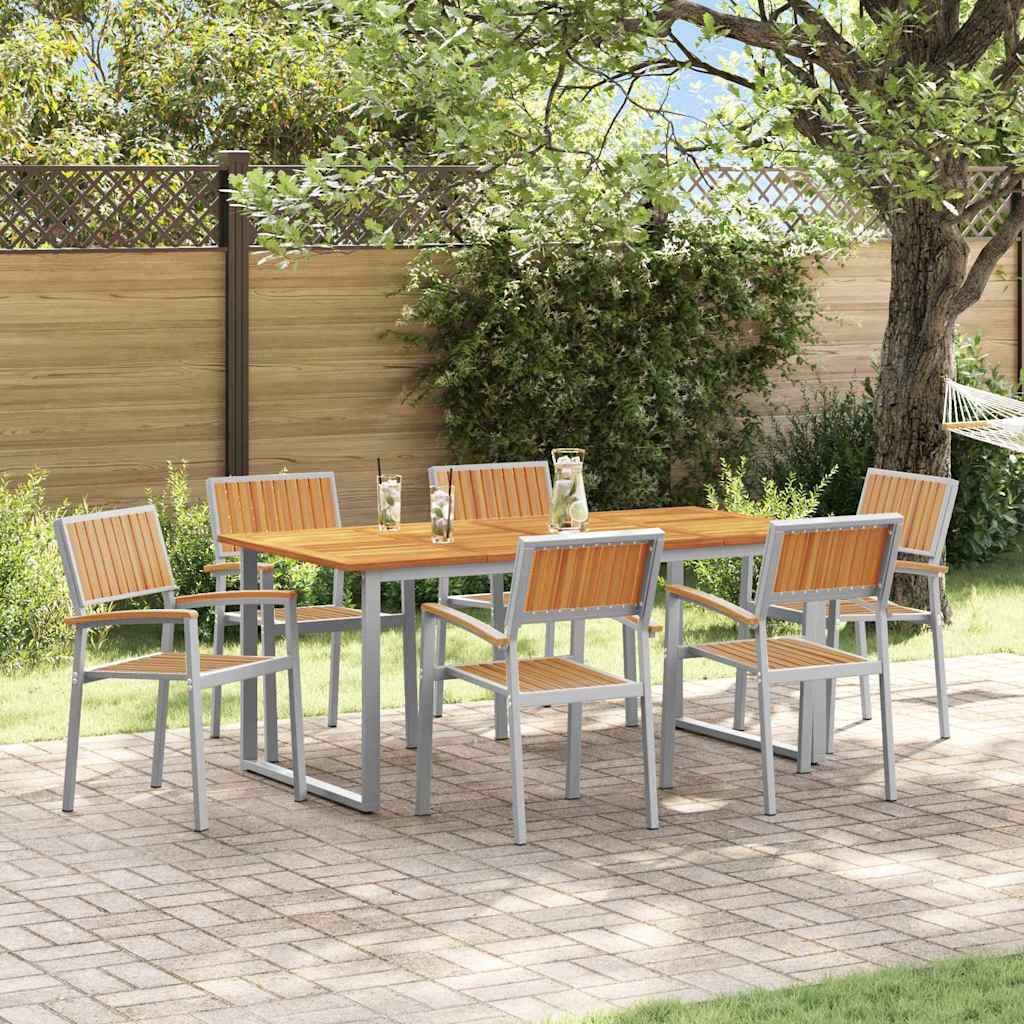 vidaXL Conjunto de Comedor de Jardín 7 uds. Gris