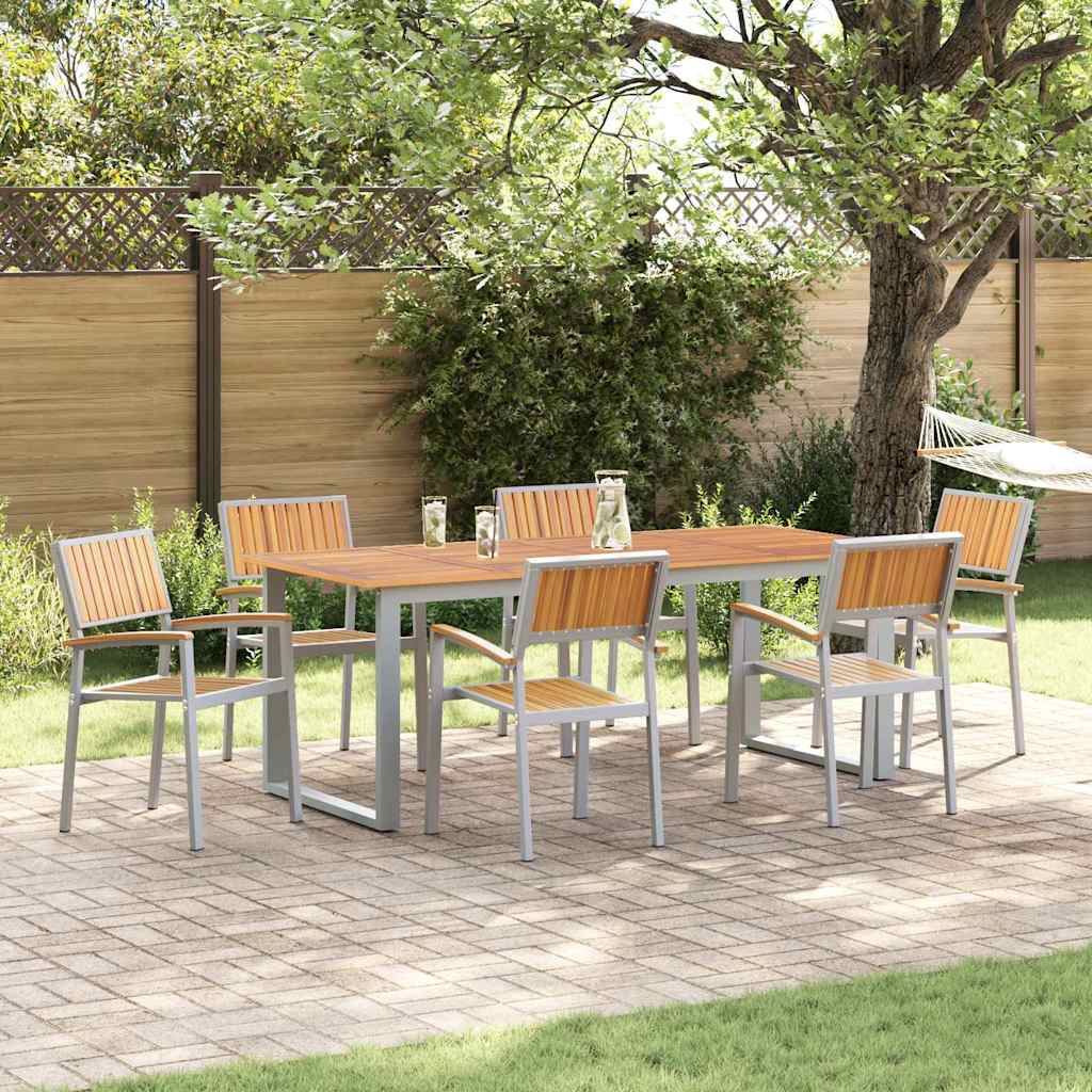 vidaXL Conjunto de Comedor de Jardín 7 uds. Gris