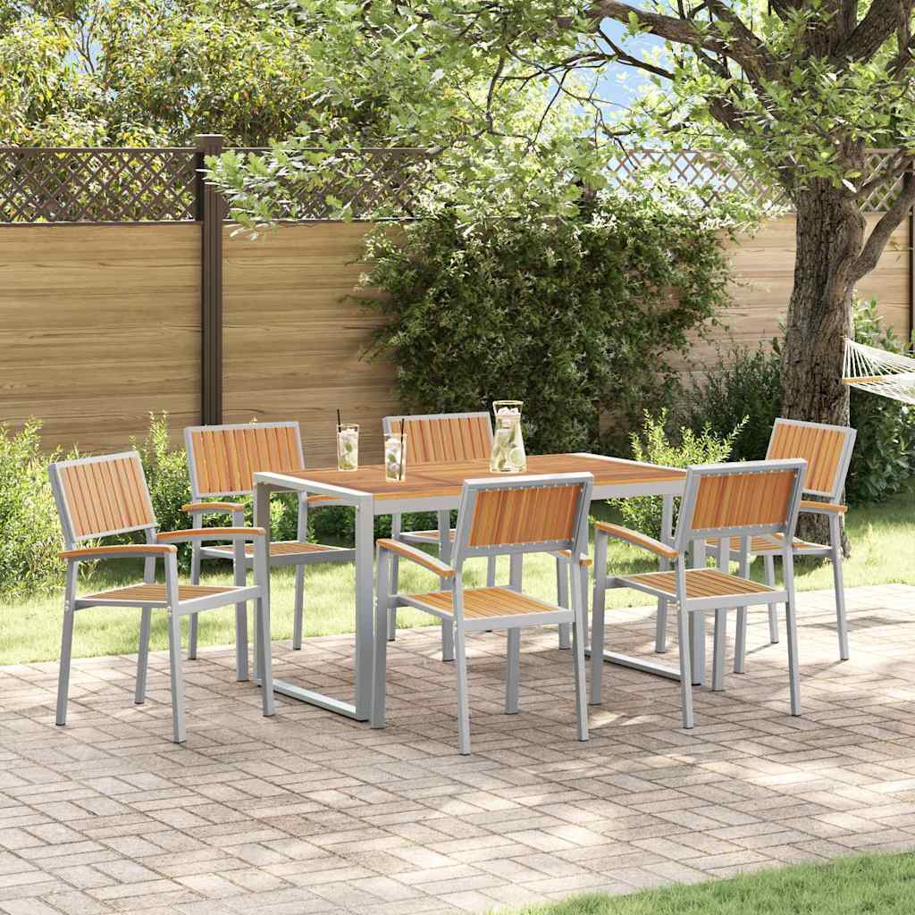 vidaXL Conjunto de Comedor de Jardín 7 uds. Gris