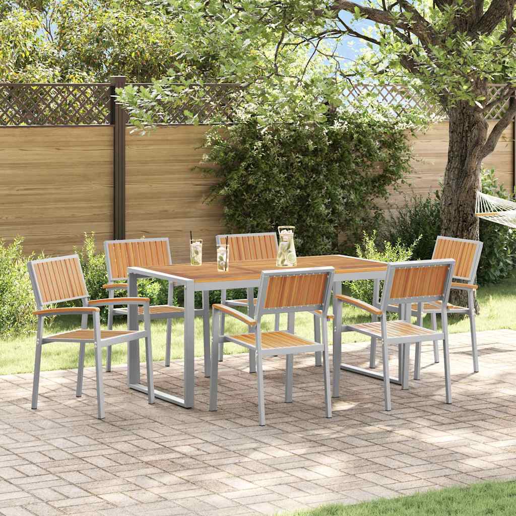 vidaXL Conjunto de Comedor de Jardín 7 uds. Gris