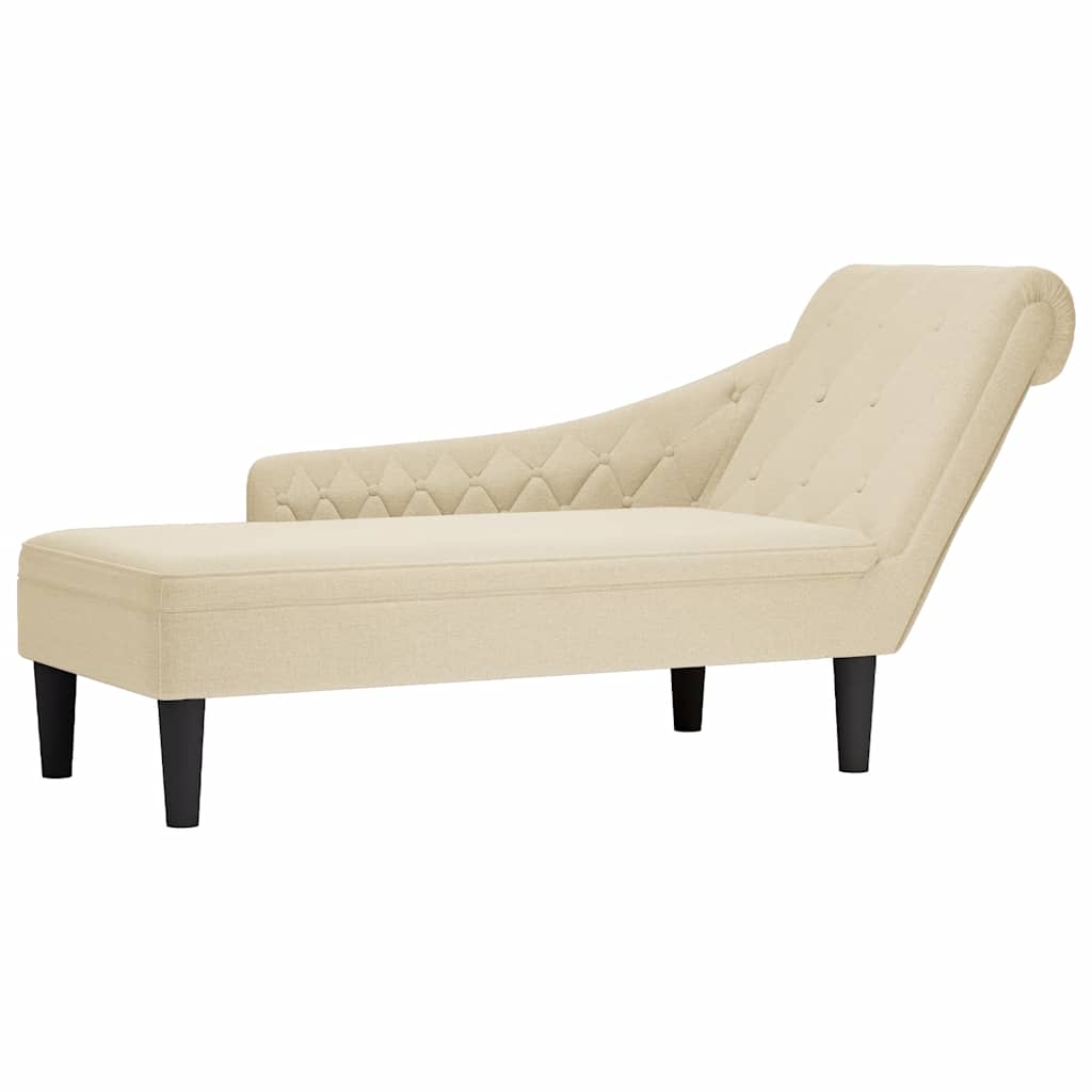 vidaXL Tumbona con almohada y reposabrazo derecho tela crema