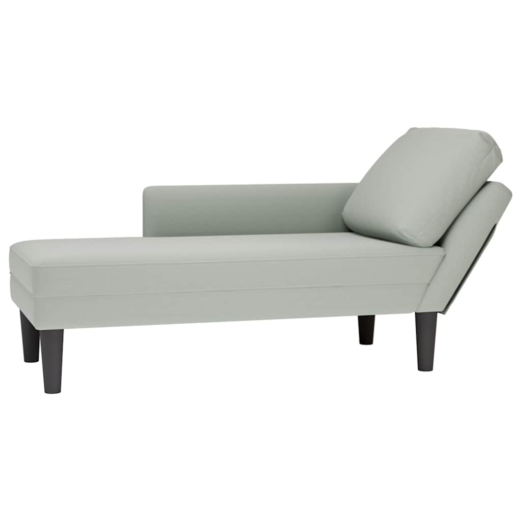 vidaXL Tumbona almohada y reposabrazo derecho terciopelo gris claro