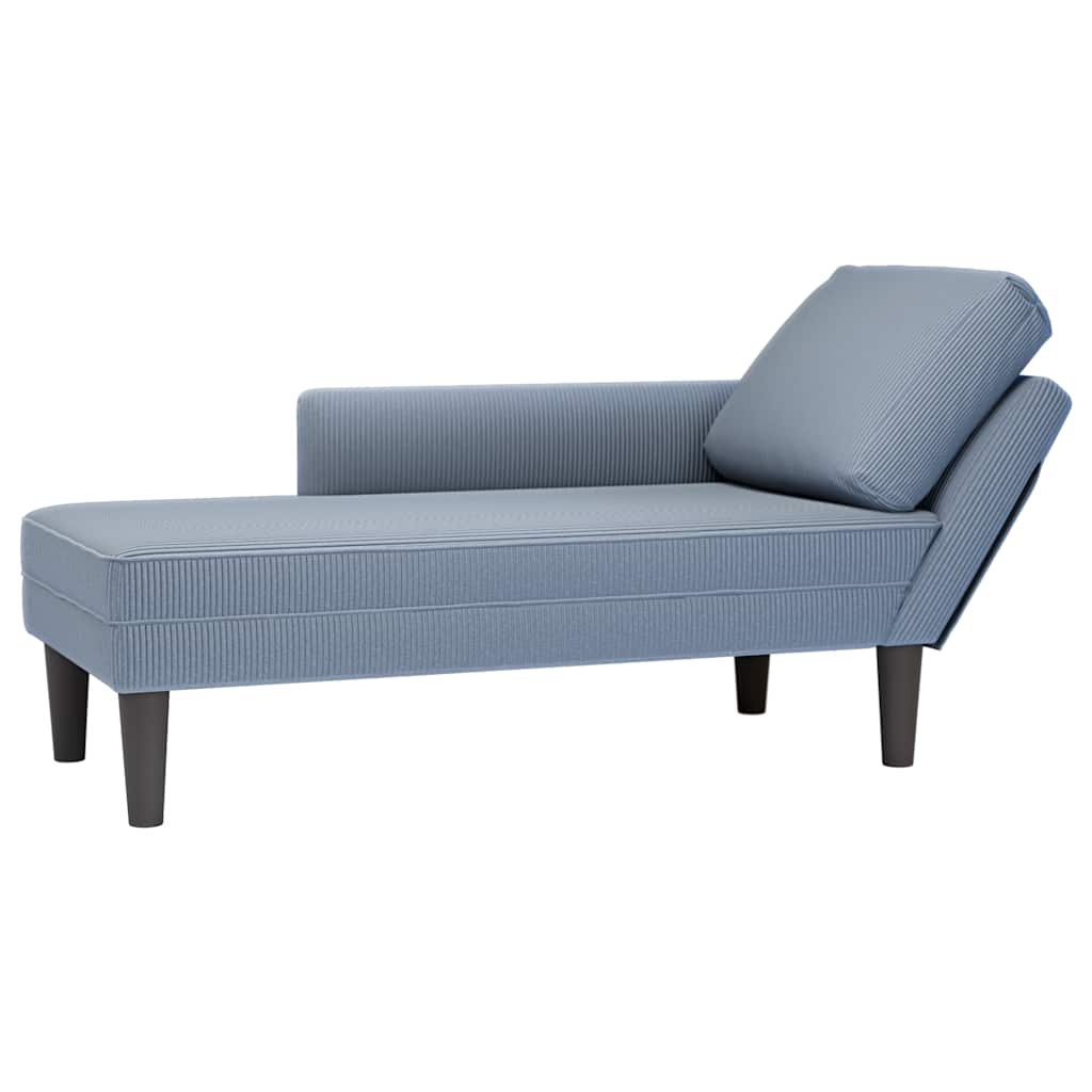 vidaXL Chaise longue con cojín de tela de pana azul