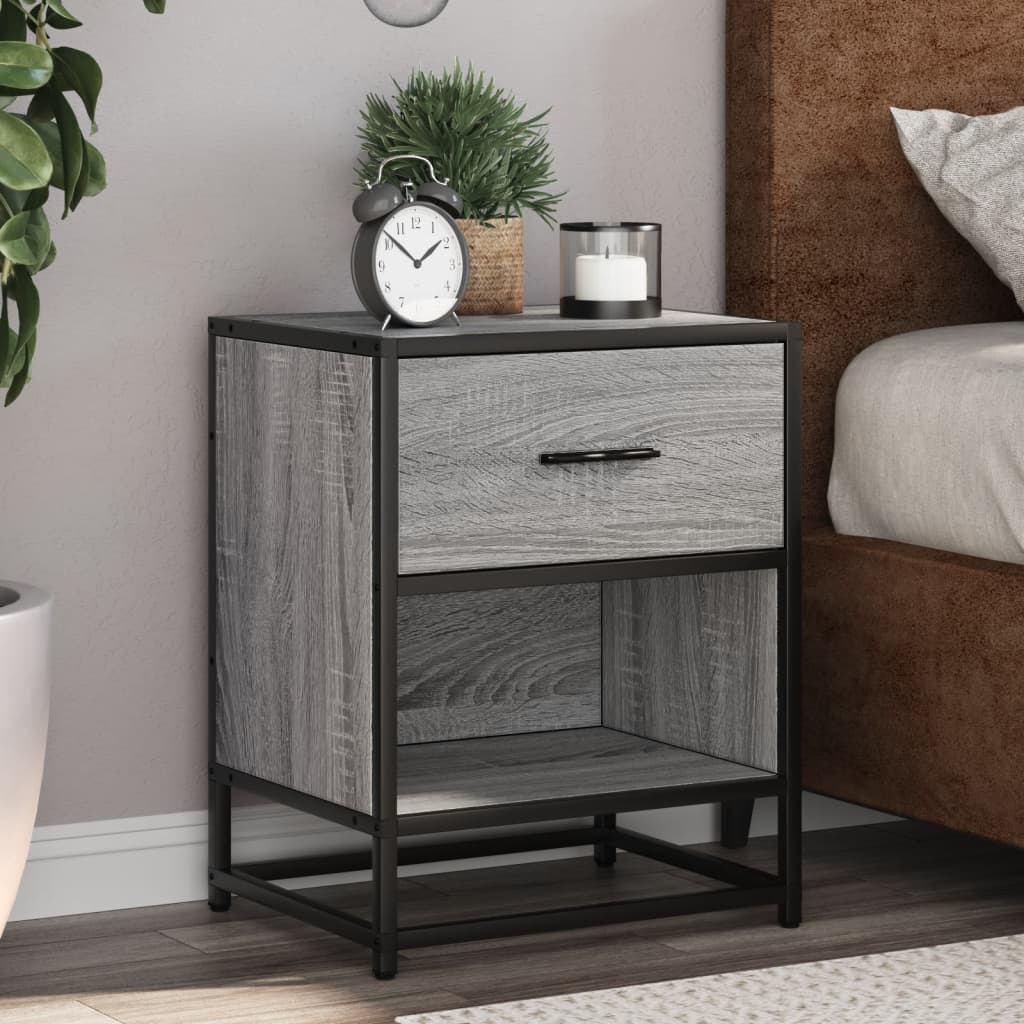 vidaXL Mesita de noche madera de ingeniería gris Sonoma 40x31x50 cm