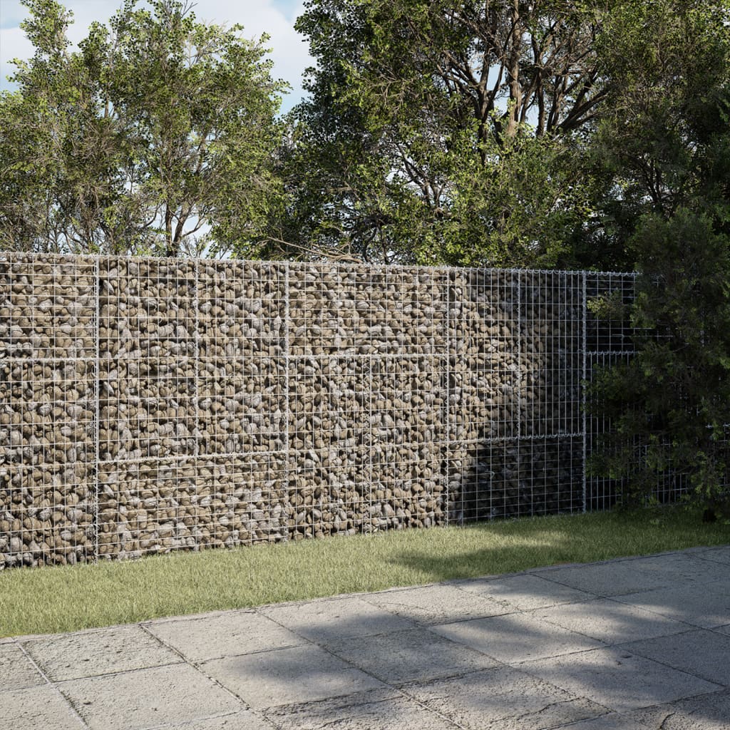 vidaXL Cesta de gaviones con cubierta hierro galvanizado 300x50x150 cm
