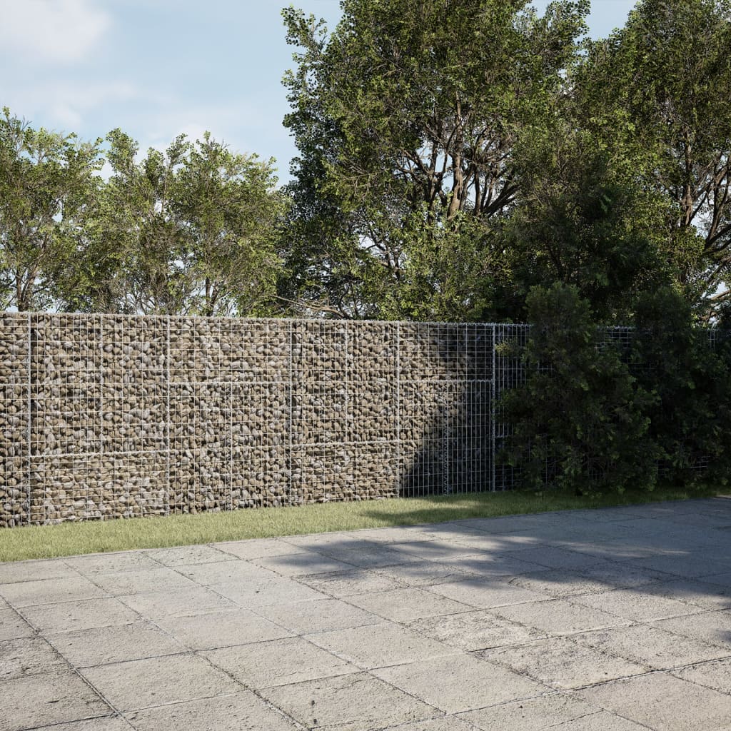 vidaXL Cesta de gaviones con cubierta hierro galvanizado 800x50x150 cm