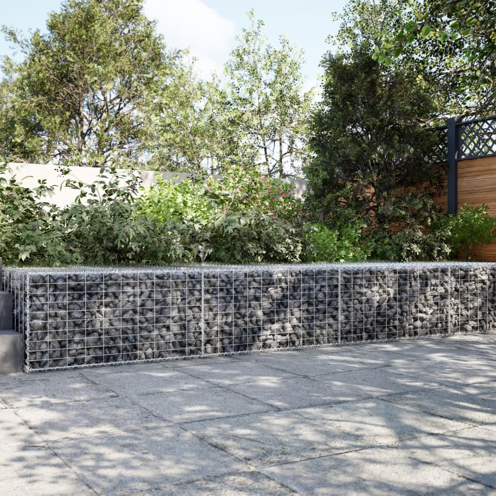 vidaXL Cesta de gaviones con cubierta hierro galvanizado 300x100x50 cm