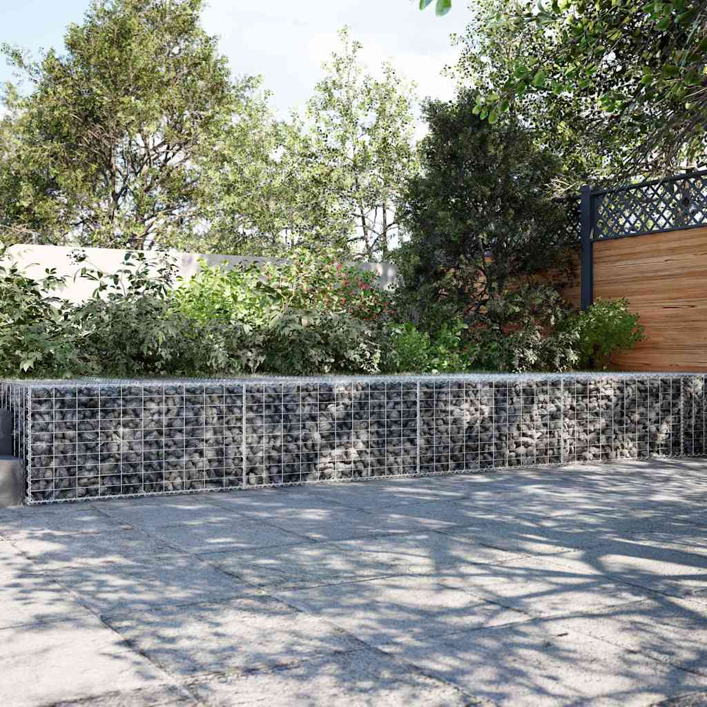 vidaXL Cesta de gaviones con cubierta hierro galvanizado 500x100x50 cm