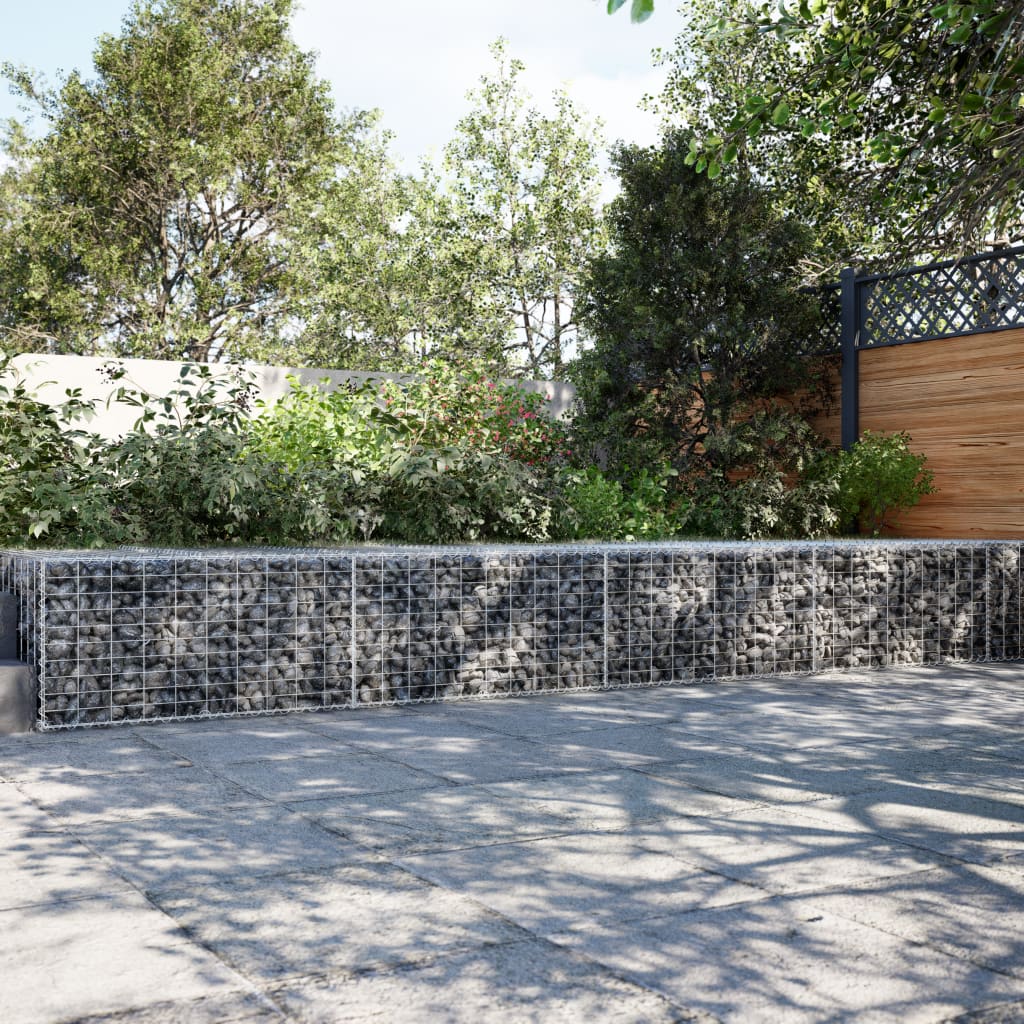 vidaXL Cesta de gaviones con cubierta hierro galvanizado 1200x100x50cm