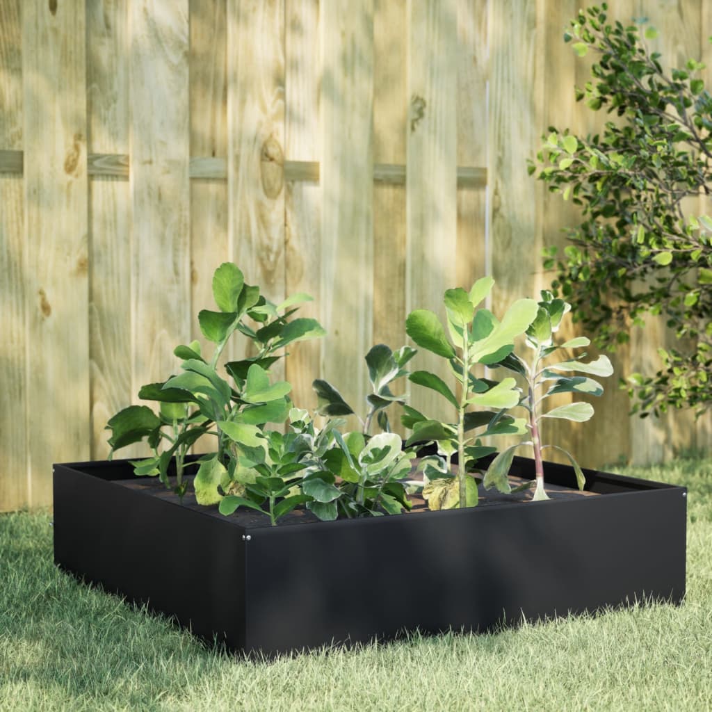 vidaXL Arriate de acero negro 100x100x41 cm