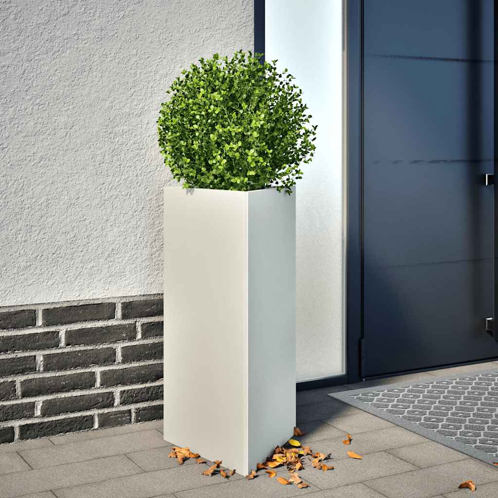 vidaXL Jardineras triangulares 2 uds acero blanco 40x34,5x75 cm