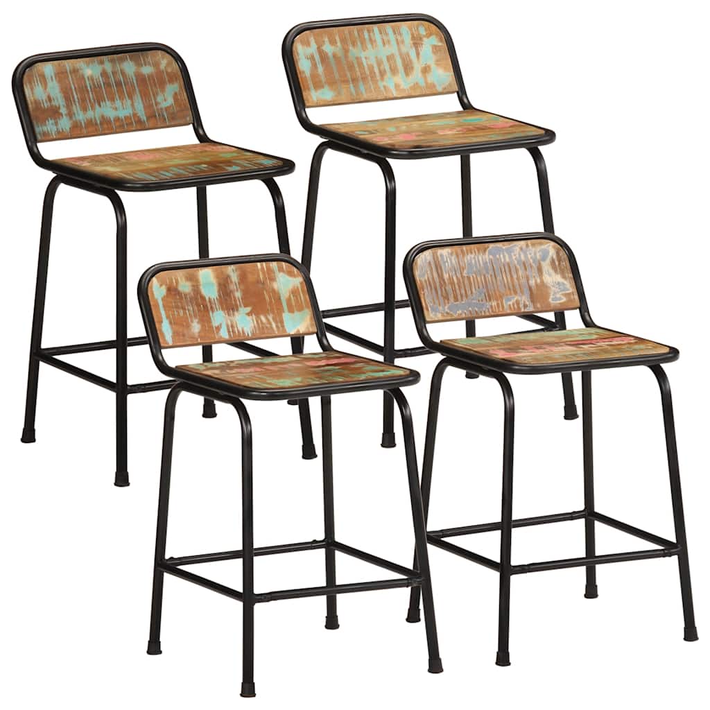 vidaXL Taburetes de barra 4 uds 46x35,5x70 madera maciza reciclada