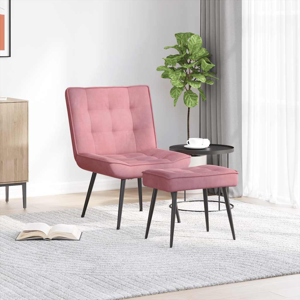 vidaXL Sillón de relax con reposapiés terciopelo rosa