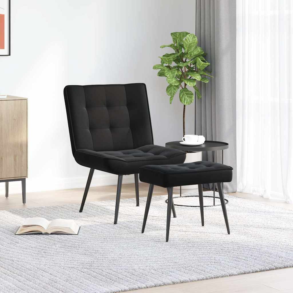 vidaXL Sillón de relax con reposapiés terciopelo negro
