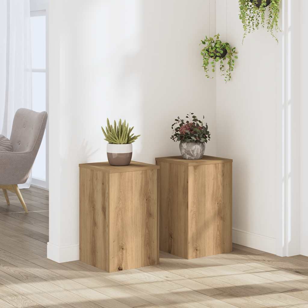 vidaXL Soportes de plantas 2 uds madera roble artisian 30x30x50 cm