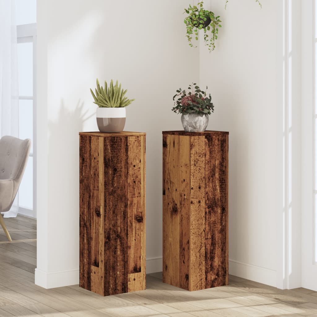 vidaXL Soportes de plantas 2 uds madera roble envejecido 25x25x80 cm
