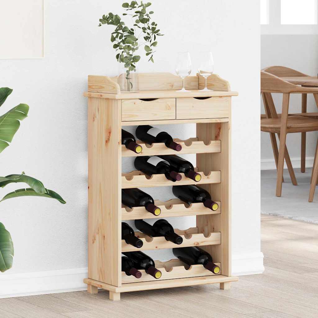 vidaXL Estante de Vino Natural 58 x 28 x 90 cm Madera de Pino Sólido