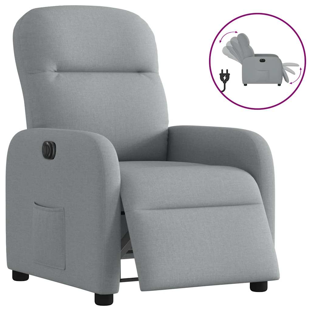 vidaXL Sillón reclinable eléctrico tela gris claro