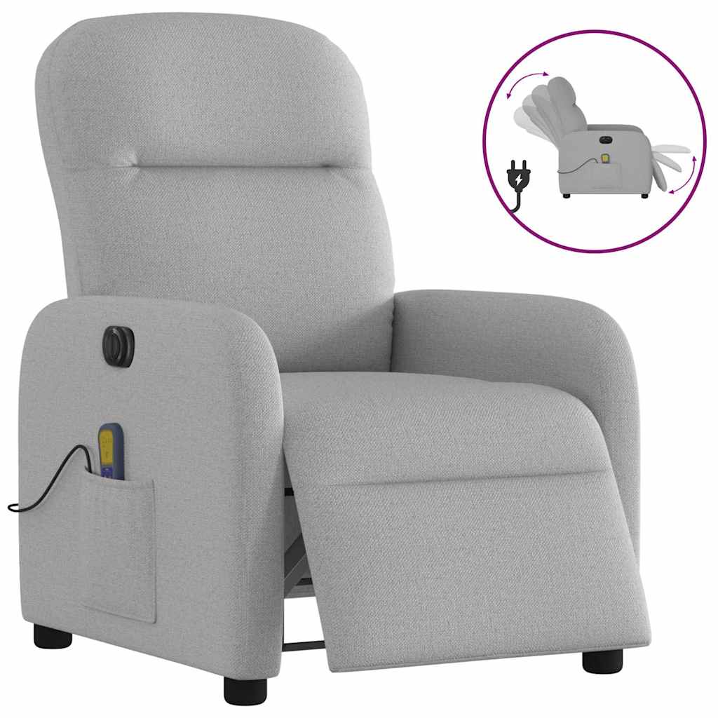 vidaXL Sillón reclinable de masaje eléctrico tela gris nube