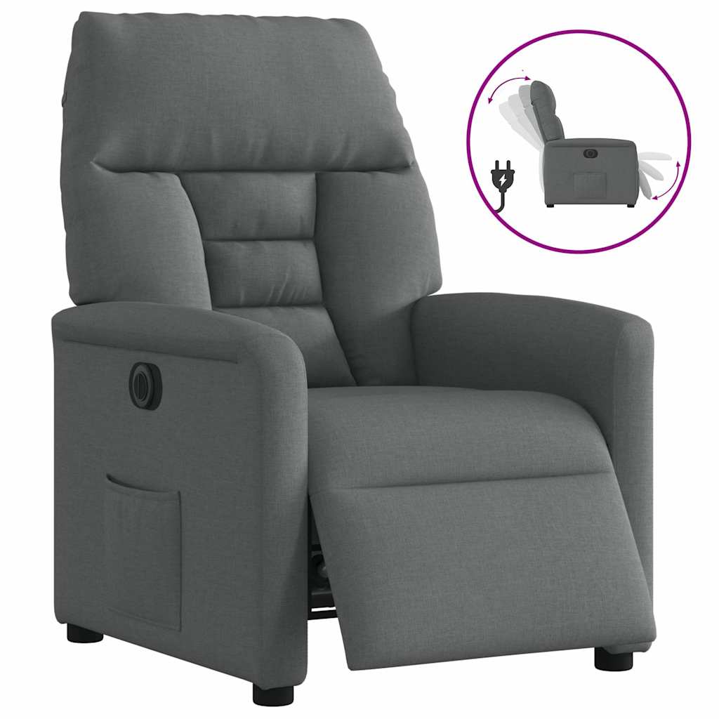 vidaXL Sillón reclinable eléctrico de tela gris oscuro