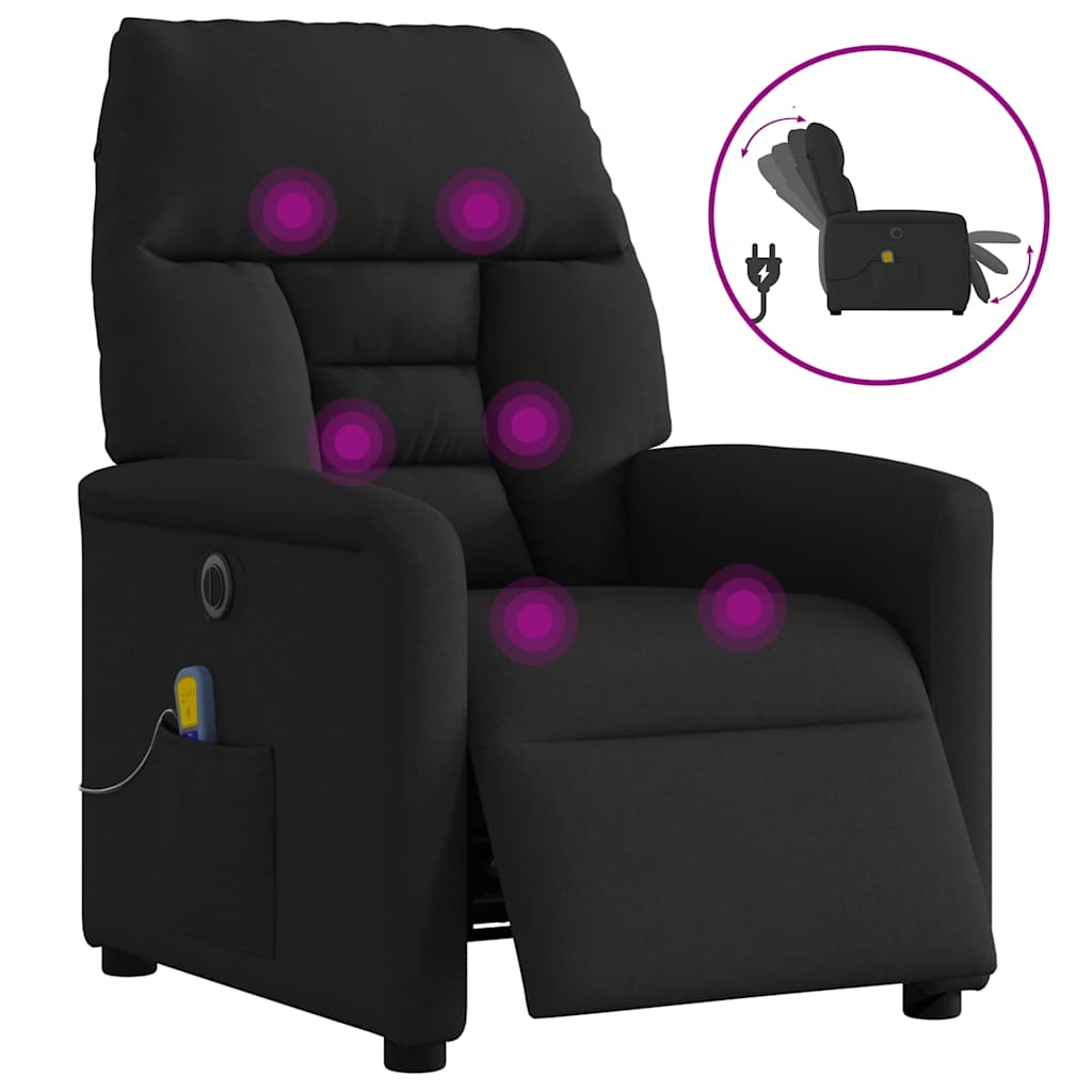 vidaXL Sillón reclinable de masaje eléctrico tela negro