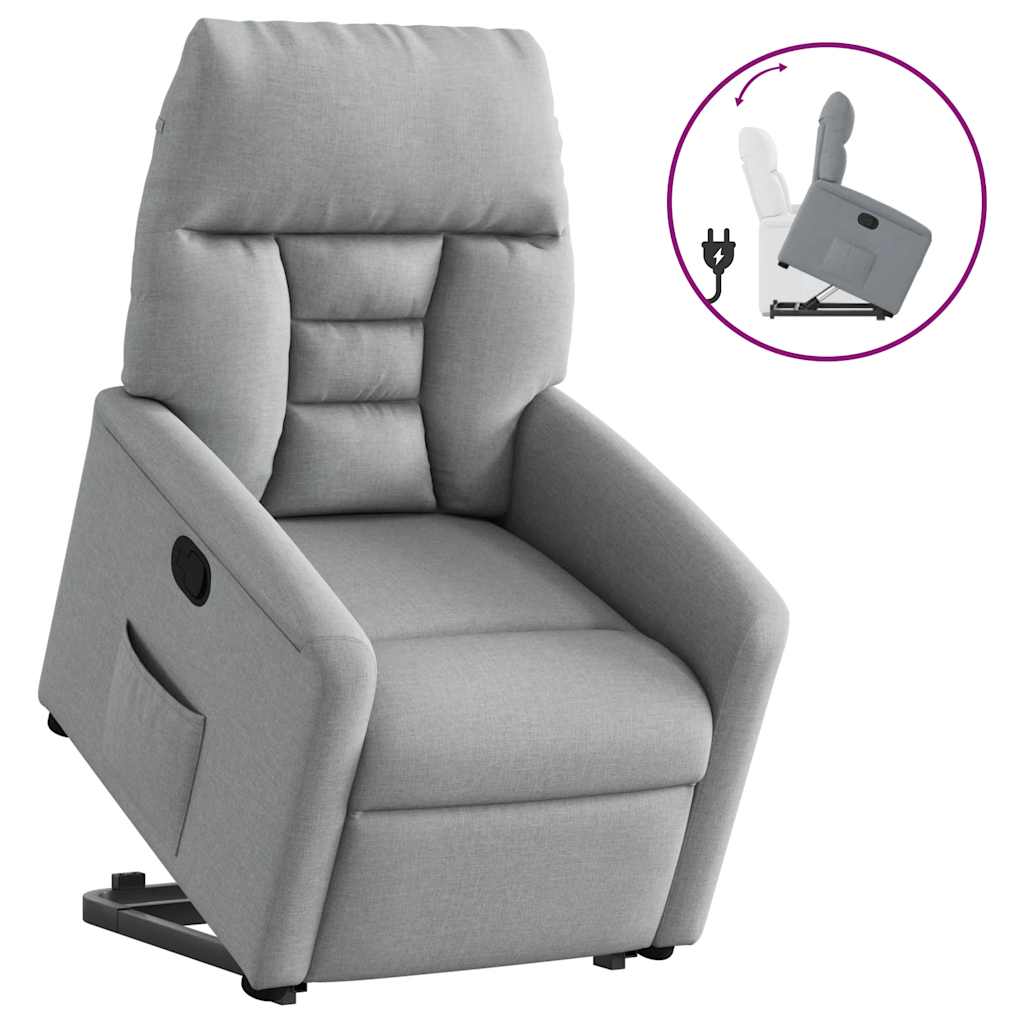 vidaXL Sillón reclinable elevable de tela gris claro