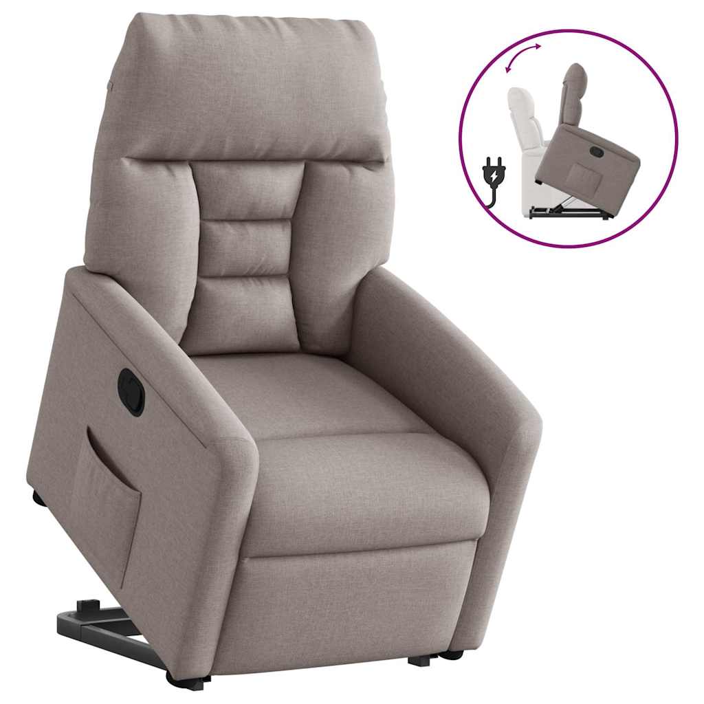 vidaXL Sillón reclinable elevable tela gris taupe