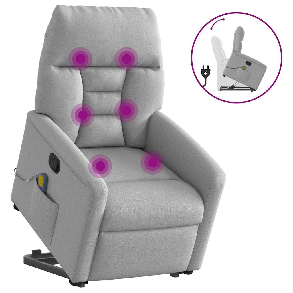 vidaXL Sillón de masaje reclinable de pie de tela gris nube