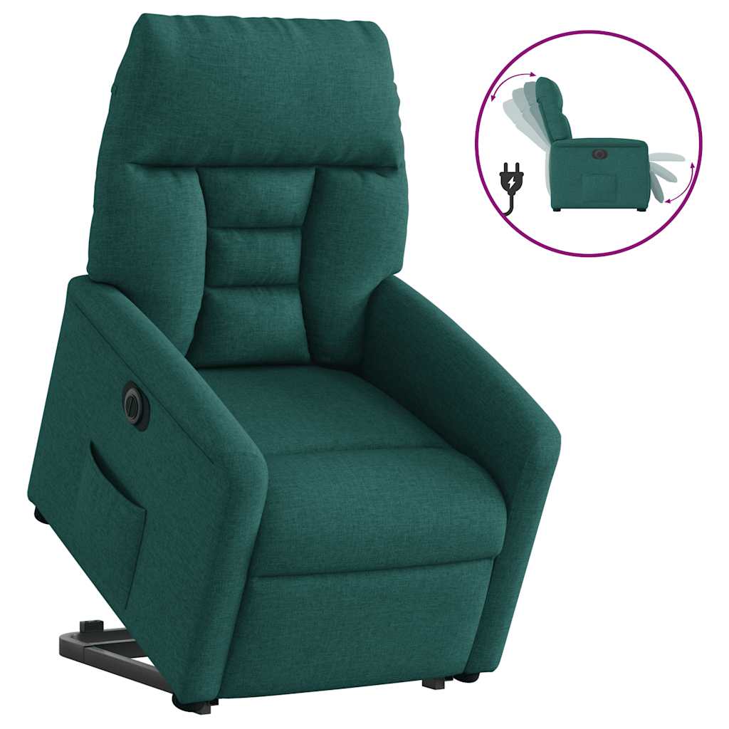 vidaXL Sillón eléctrico reclinable elevable de tela verde oscuro