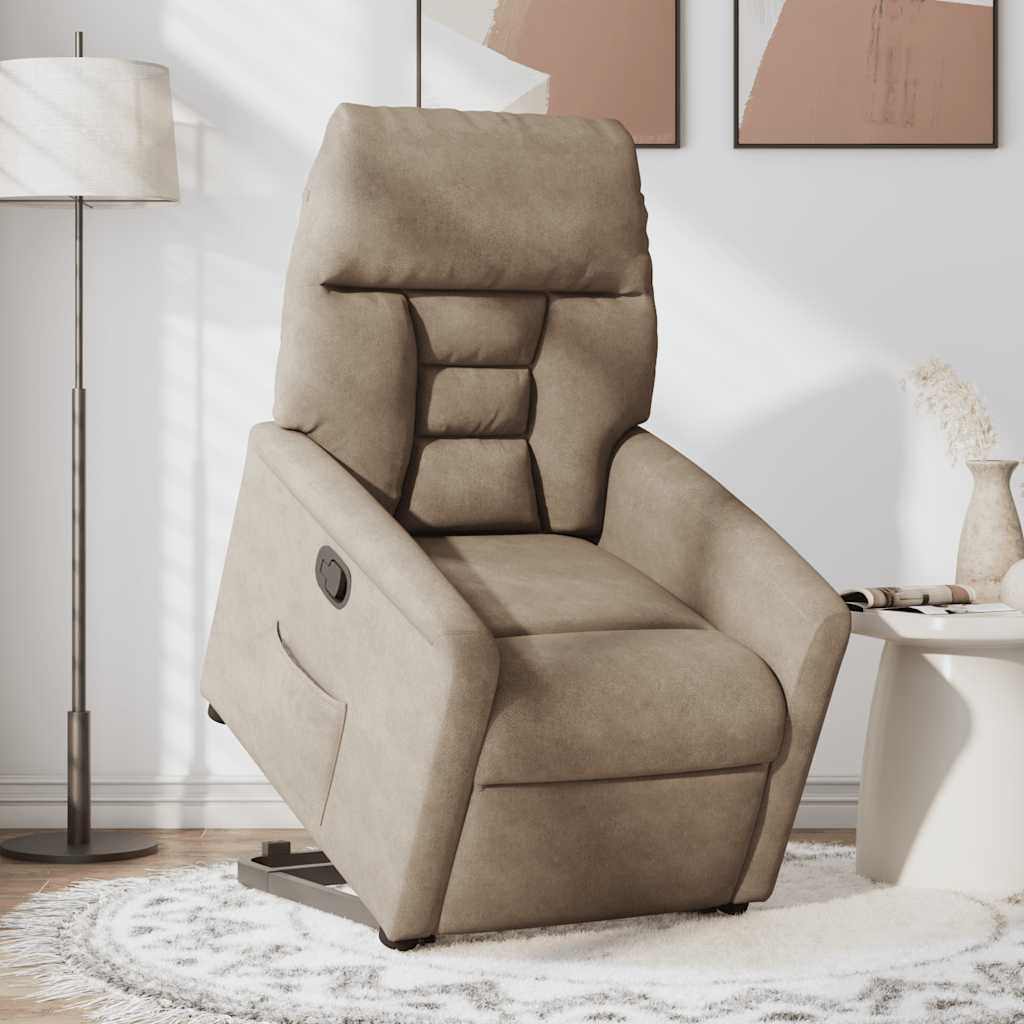 vidaXL Sillón reclinable elevable tela de microfibra gris taupe