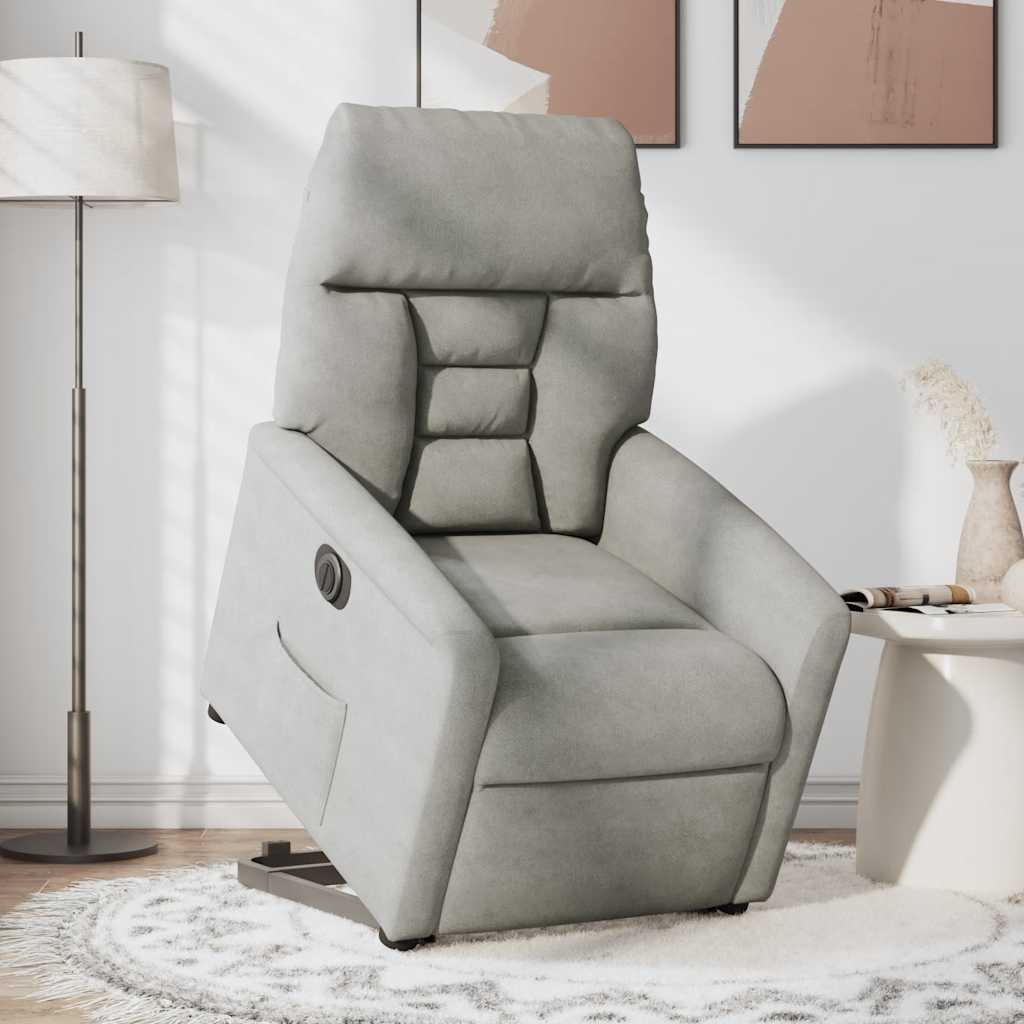 vidaXL Sillón eléctrico reclinable elevable tela microfibra gris claro