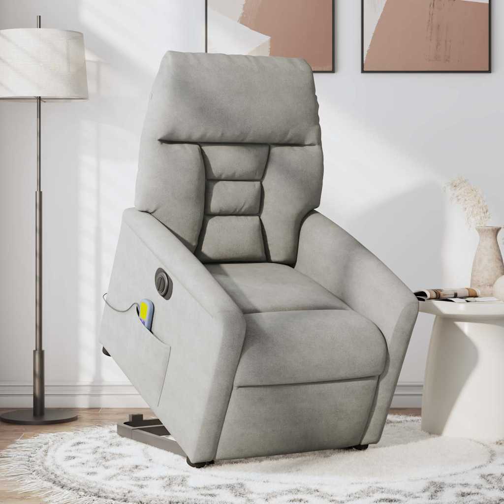 vidaXL Sillón masaje eléctrico reclinable elevable tela gris claro