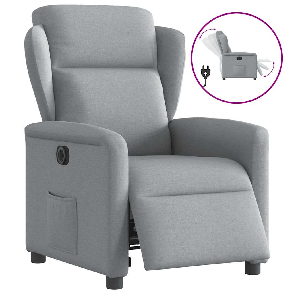 vidaXL Sillón reclinable eléctrico tela gris claro