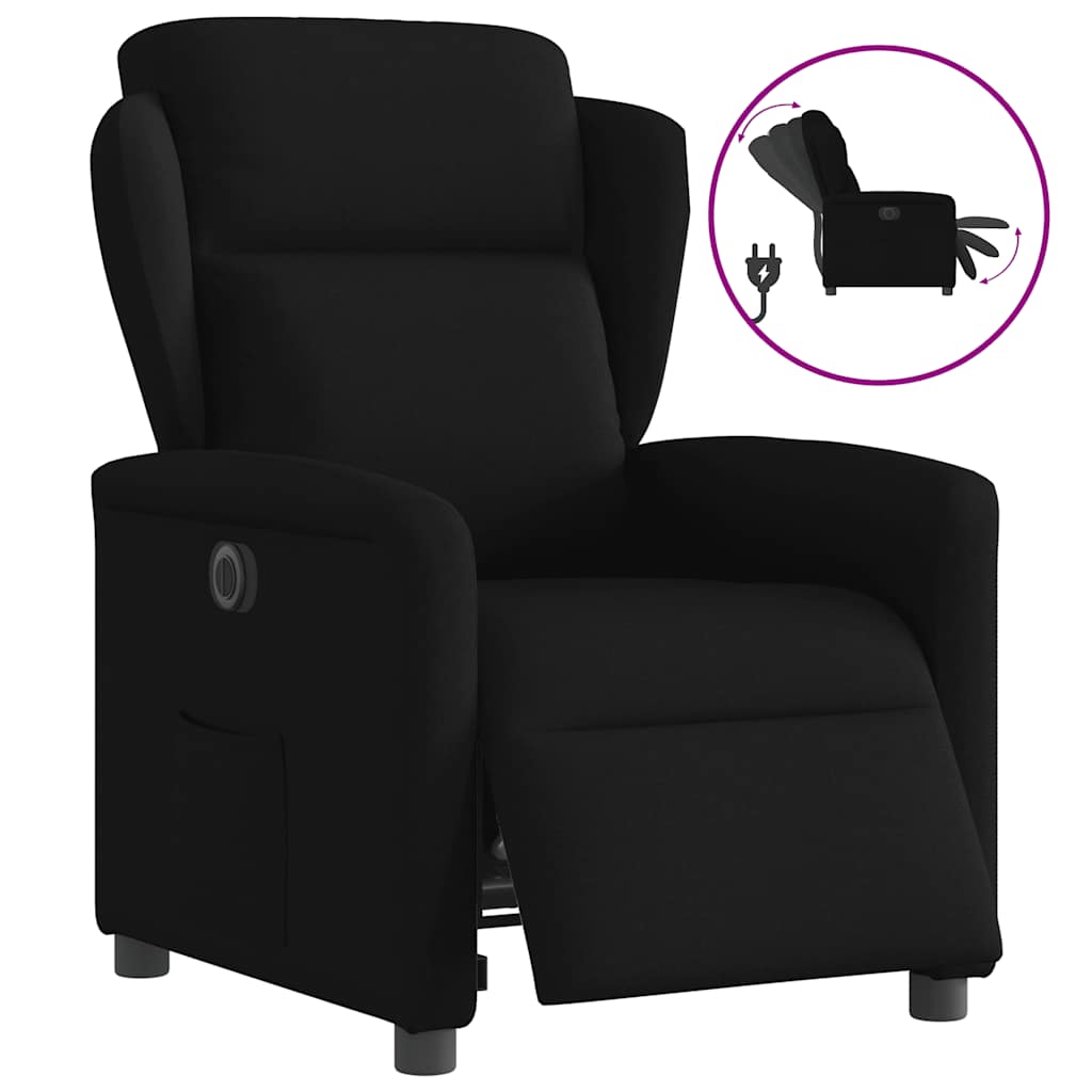 vidaXL Sillón reclinable eléctrico de tela negro