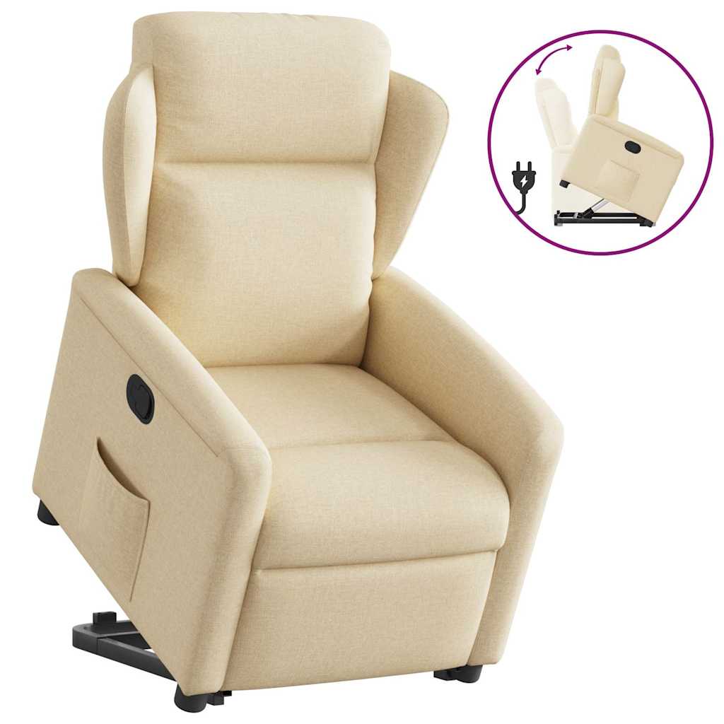 vidaXL Sillón reclinable elevable de tela color crema