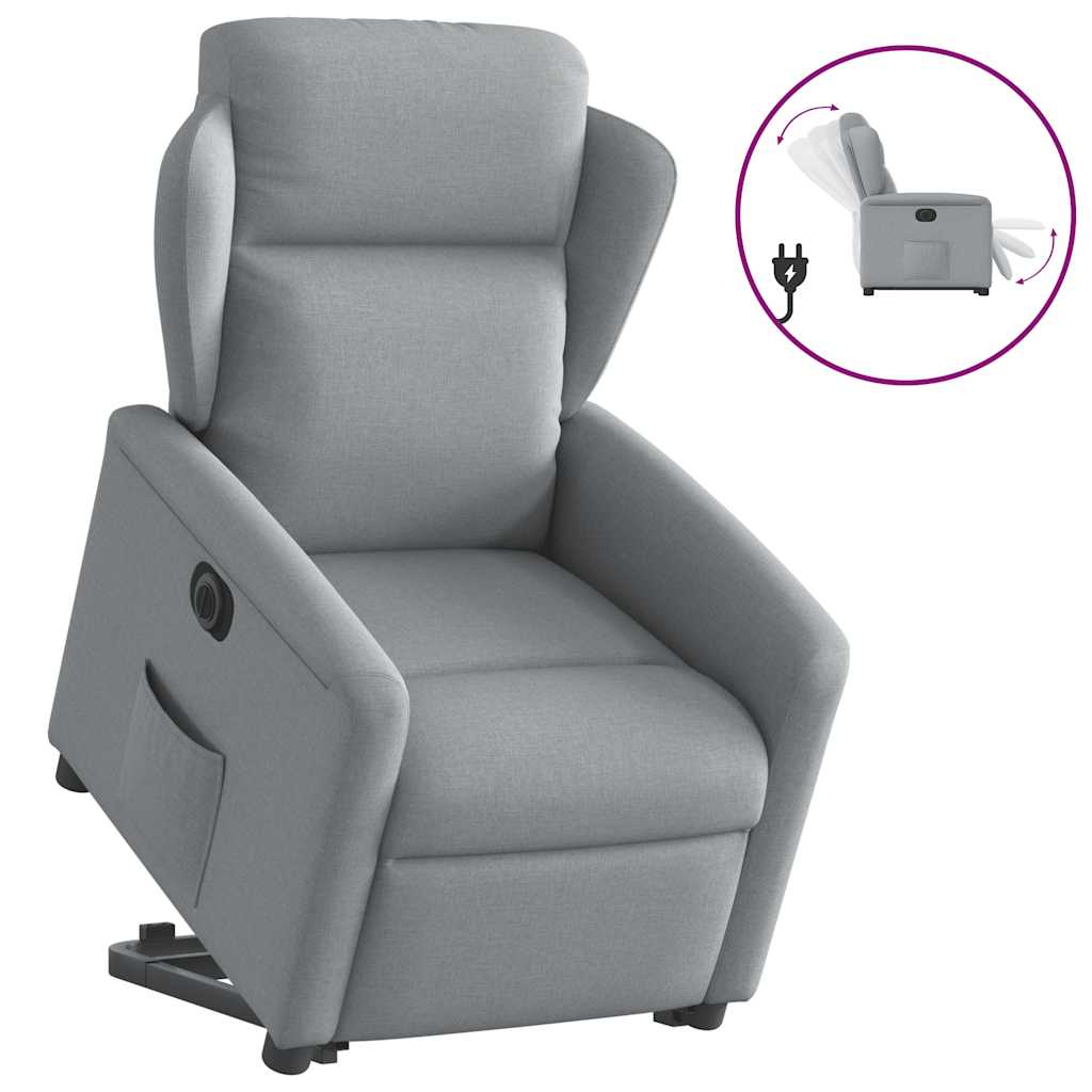 vidaXL Sillón eléctrico reclinable elevable de tela gris claro