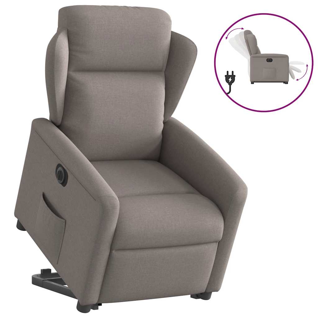 vidaXL Sillón eléctrico reclinable elevable de tela gris taupe