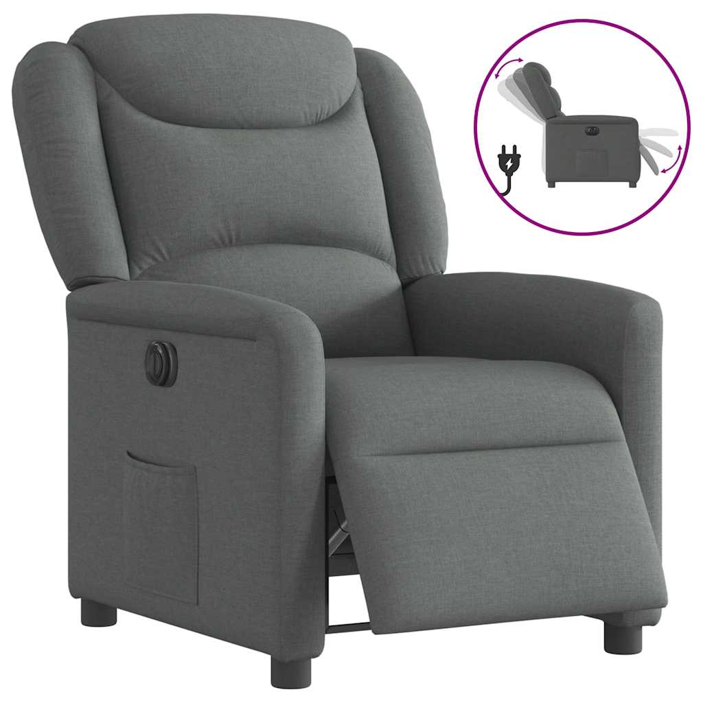 vidaXL Sillón reclinable eléctrico de tela gris oscuro