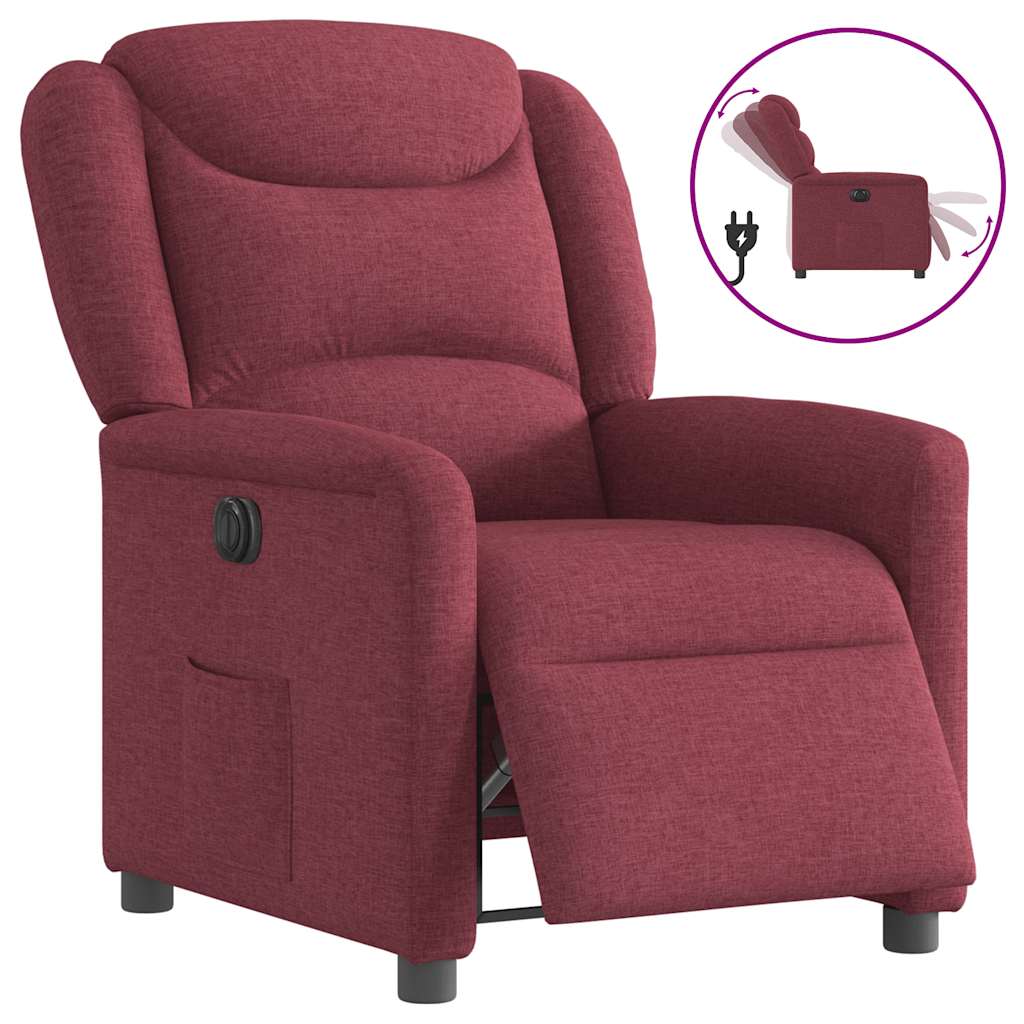 vidaXL Sillón reclinable eléctrico tela rojo tinto