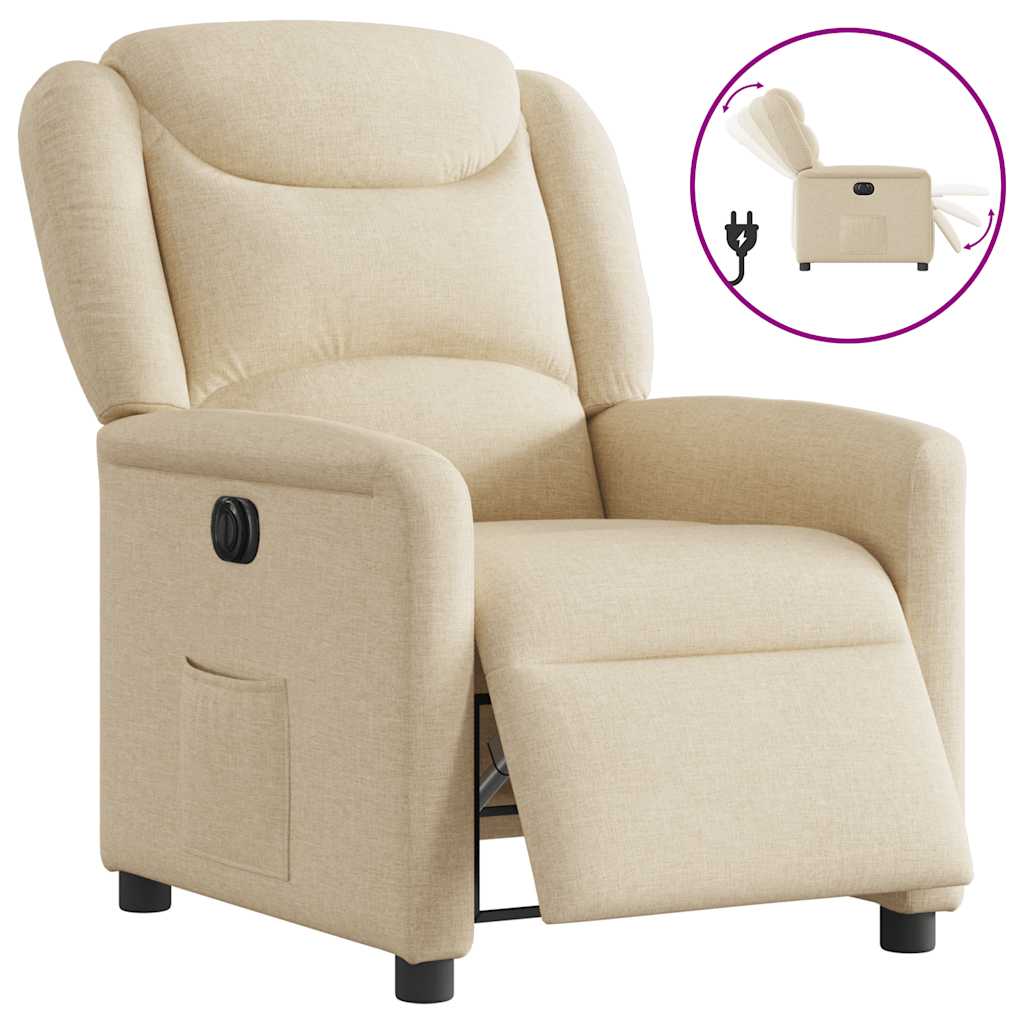 vidaXL Sillón reclinable eléctrico de tela crema