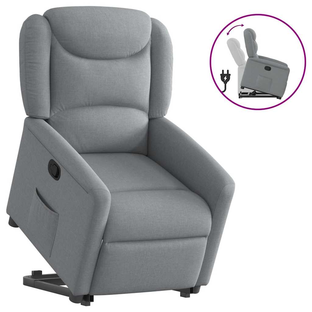 vidaXL Sillón reclinable elevable de tela gris claro