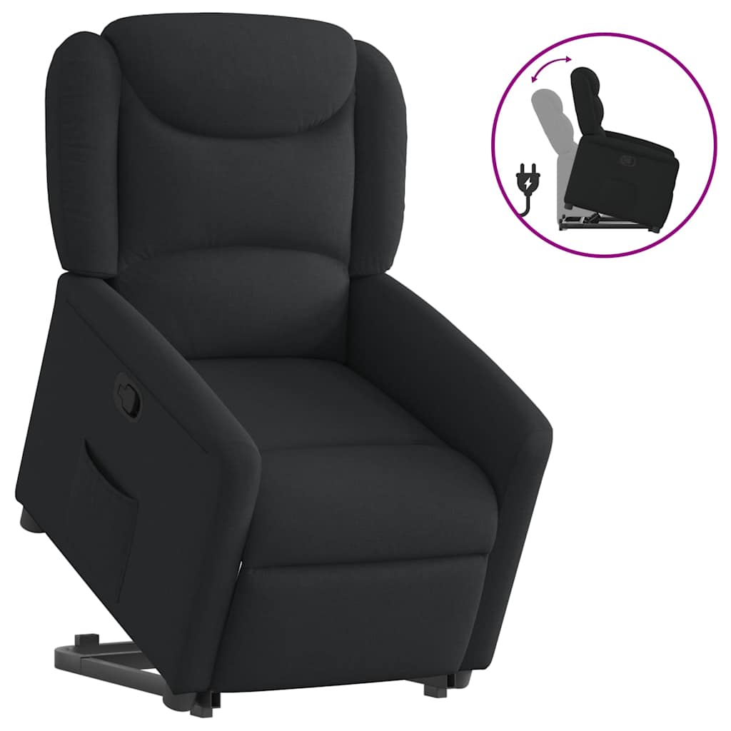 vidaXL Sillón reclinable elevable tela negro