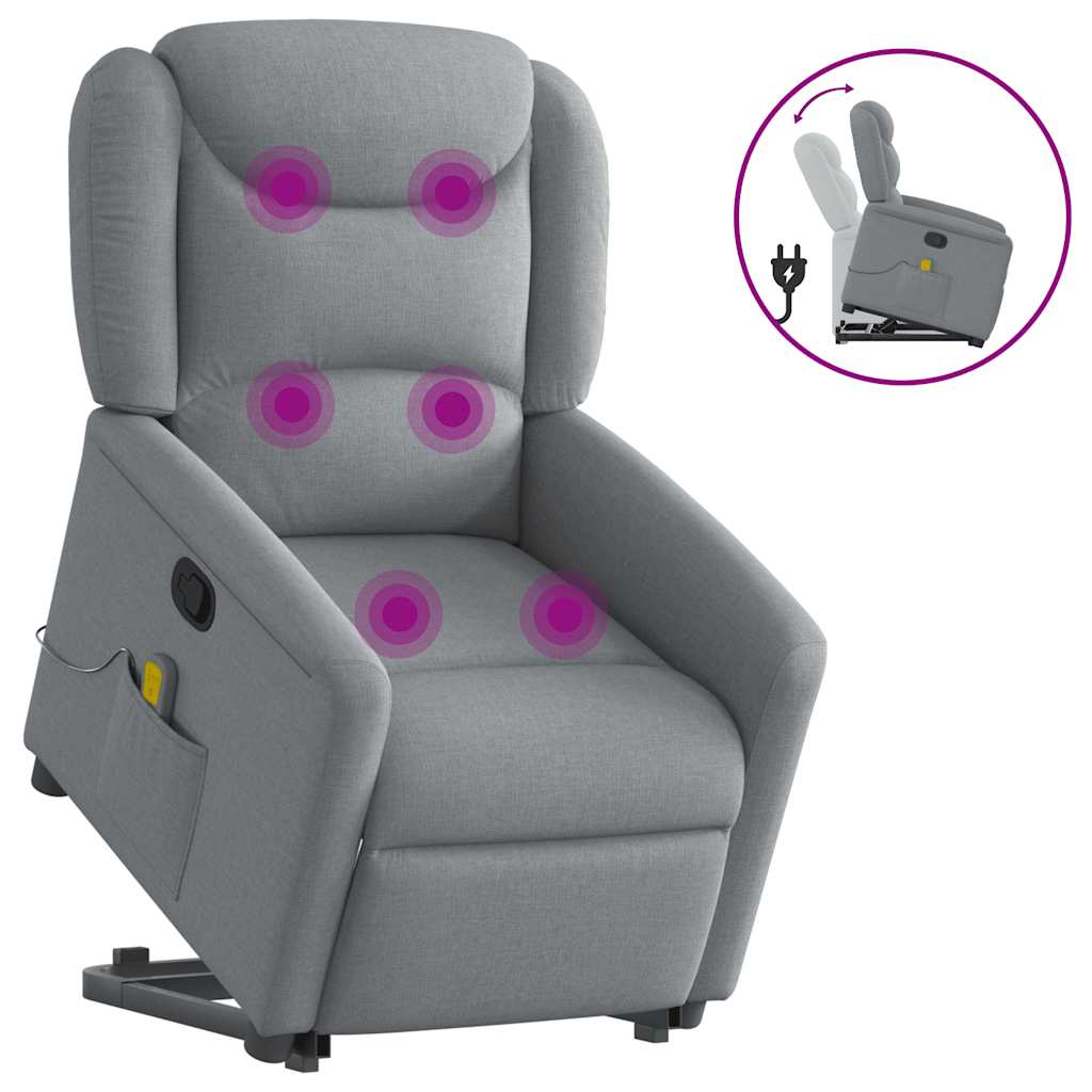 vidaXL Sillón de masaje reclinable de pie de tela gris claro