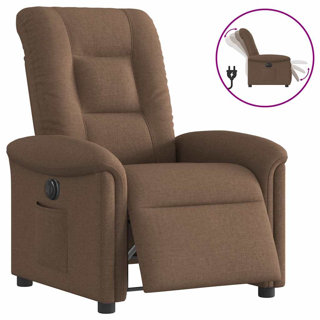 vidaXL Sillón reclinable eléctrico de tela marrón