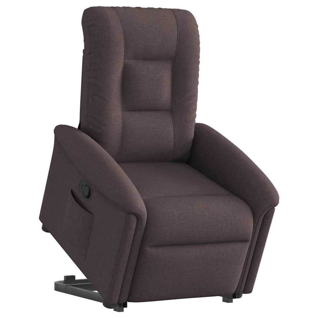vidaXL Sillón reclinable elevable tela marrón oscuro