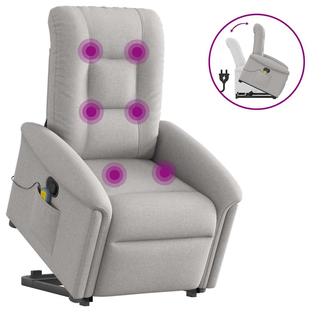 vidaXL Sillón de masaje reclinable de pie de tela gris nube