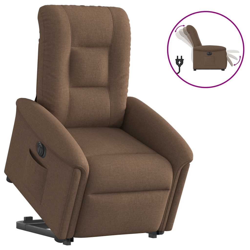 vidaXL Sillón eléctrico reclinable elevable de tela marrón
