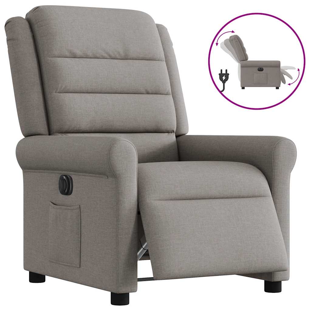 vidaXL Sillón reclinable eléctrico tela gris taupé